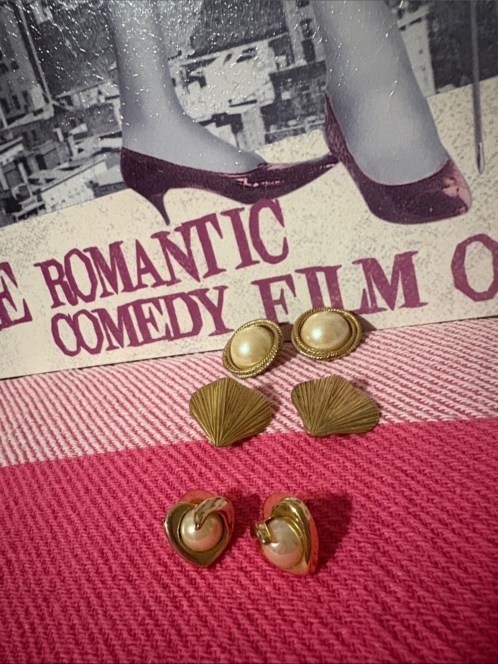 Gold-Tone Pearl and Shell Stud Earring Set - Women Jewelry